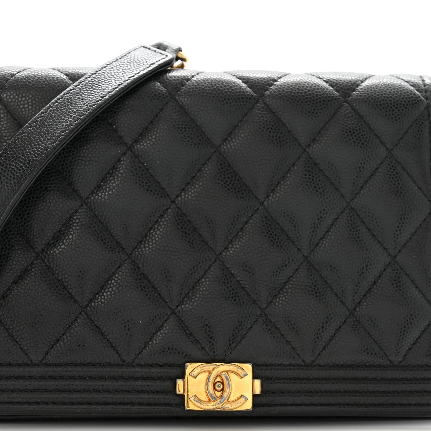 Caviar Quilted Boy Wallet On Chain WOC Black