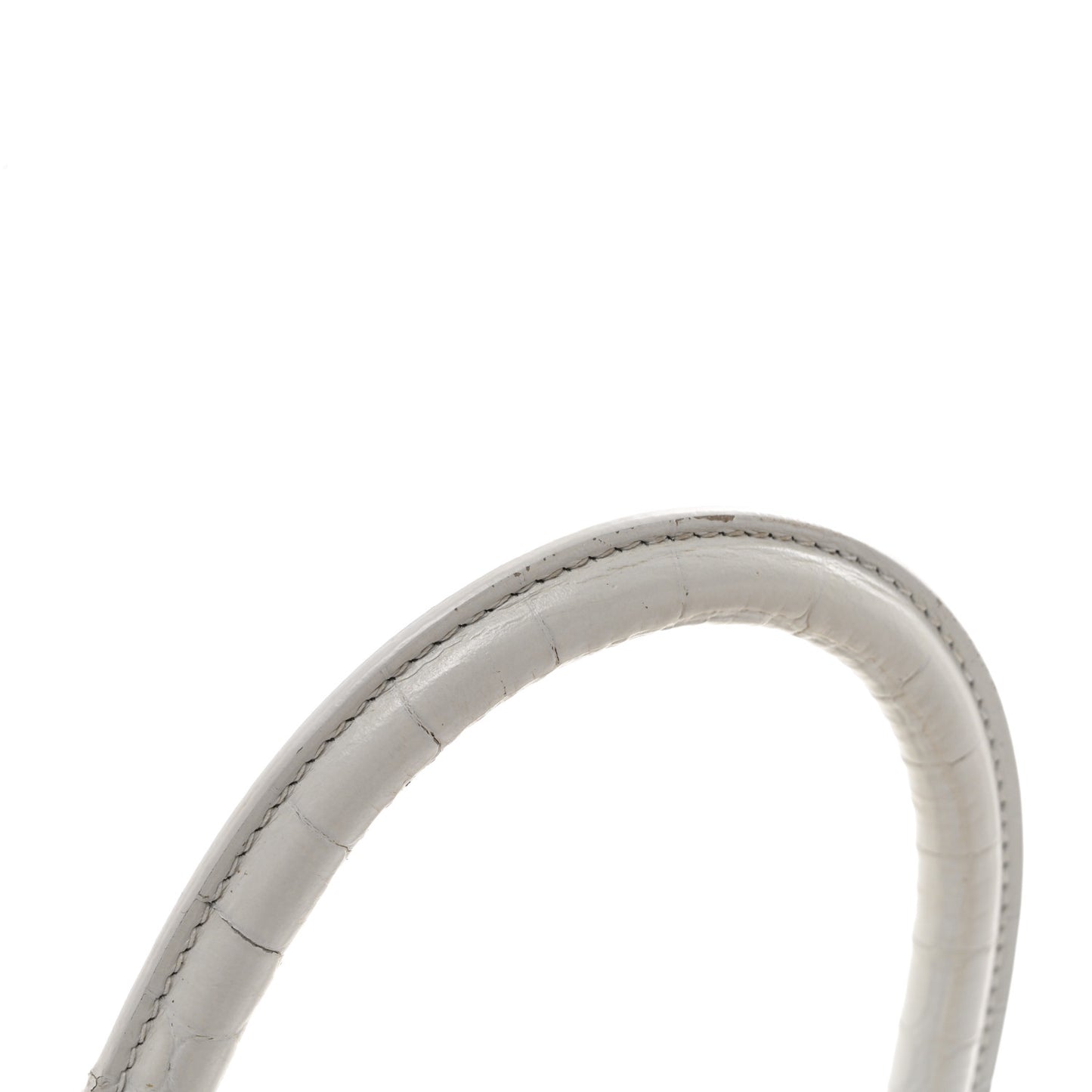Calfskin Crocodile Embossed Small Hourglass Top Handle Bag White