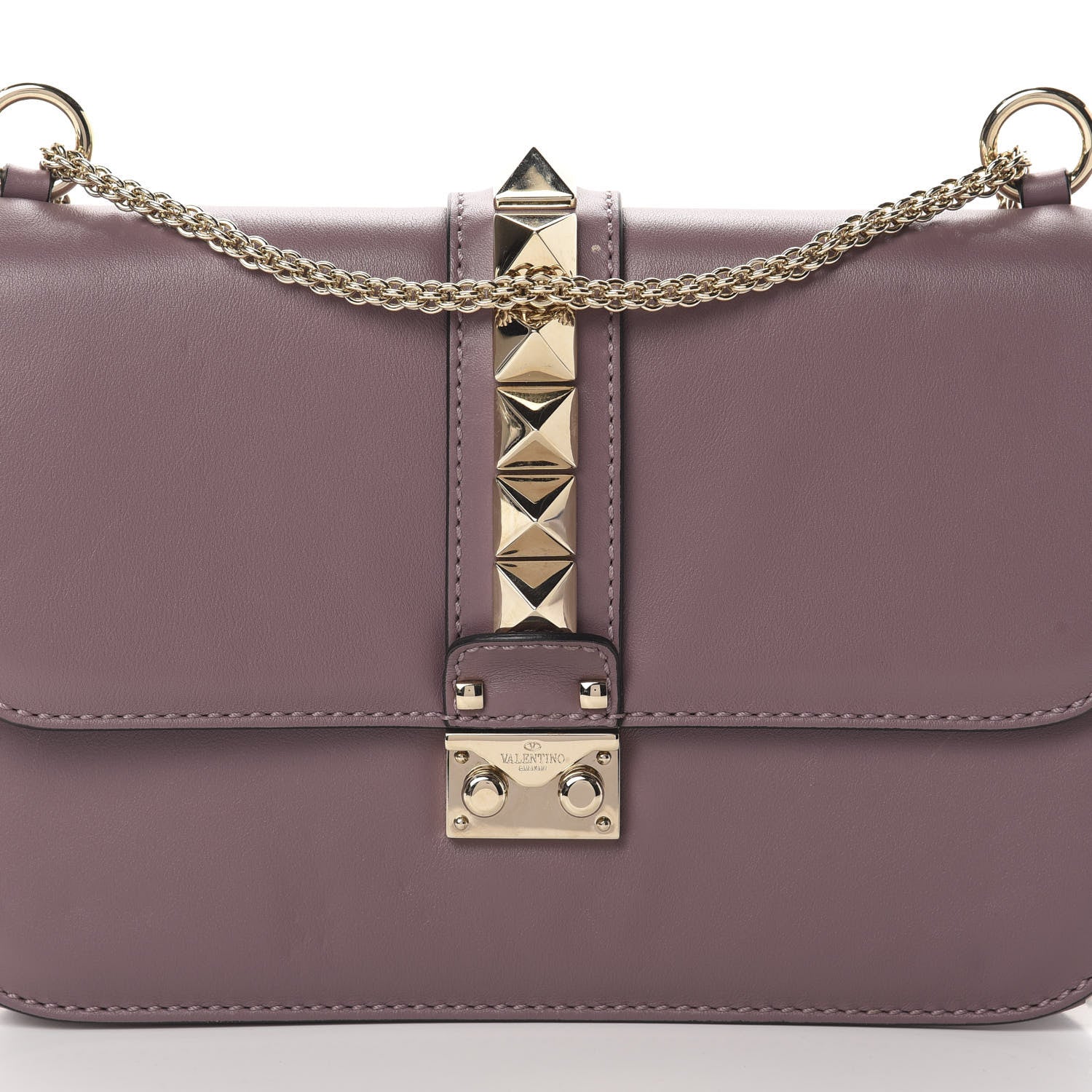 Valentino Garavani Vitello Medium Glam Lock Rockstud Flap Dark Mauve 6 of 12