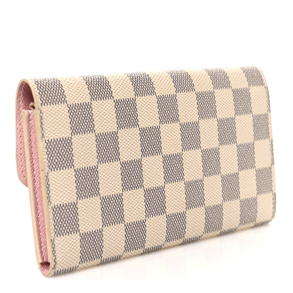 Louis Vuitton Damier Azur Emilie Wallet Rose Ballerine 3 of 7