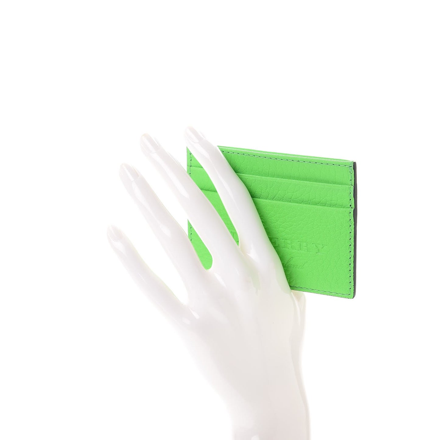 Grained Calfskin Embossed Credit Card Case Green
