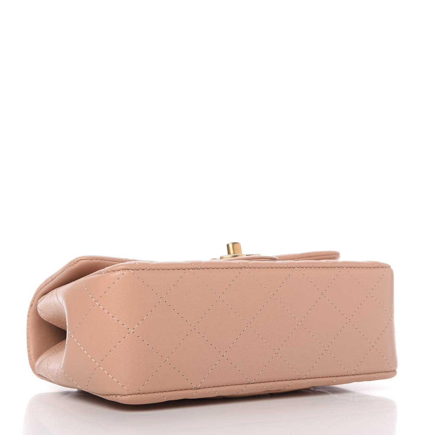 Lambskin Quilted Mini Top Handle Rectangular Flap Beige