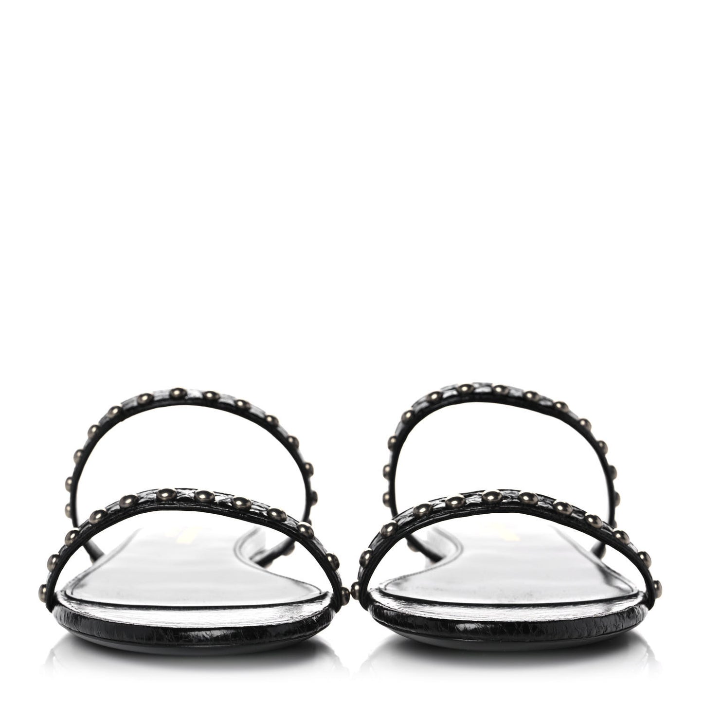 Snakeskin Embossed Studded Gia Sandals 40 Black