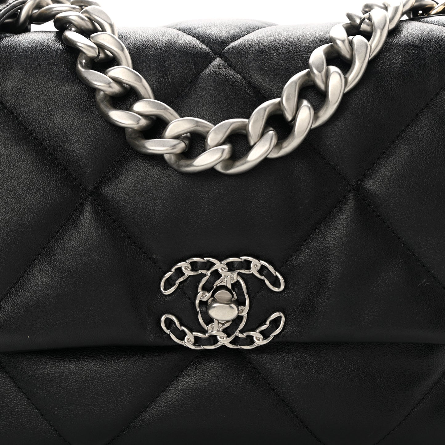 Lambskin Quilted Large Chanel 19 Flap Black