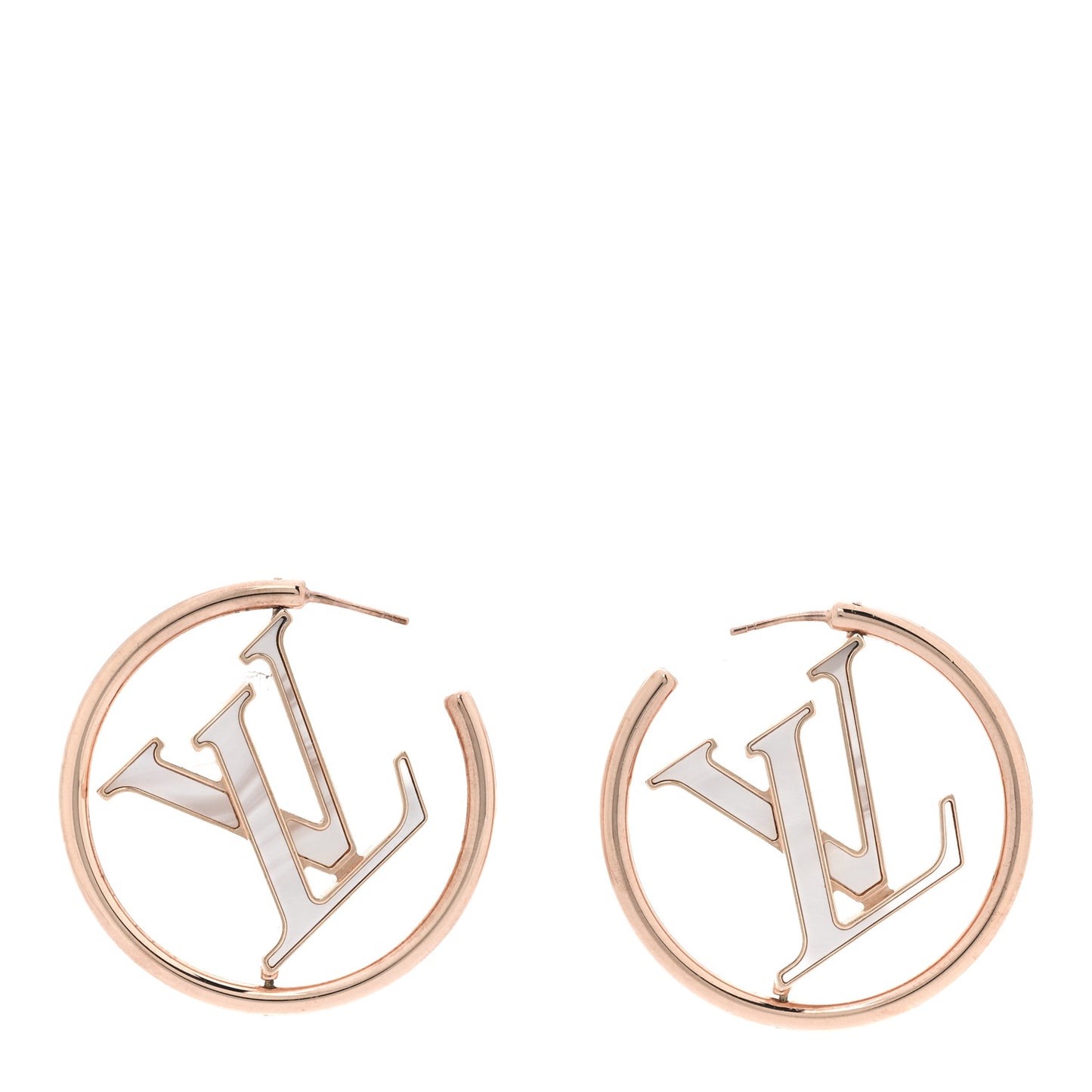 Brass Mother of Pearl Stellar Earrings Rose Gold