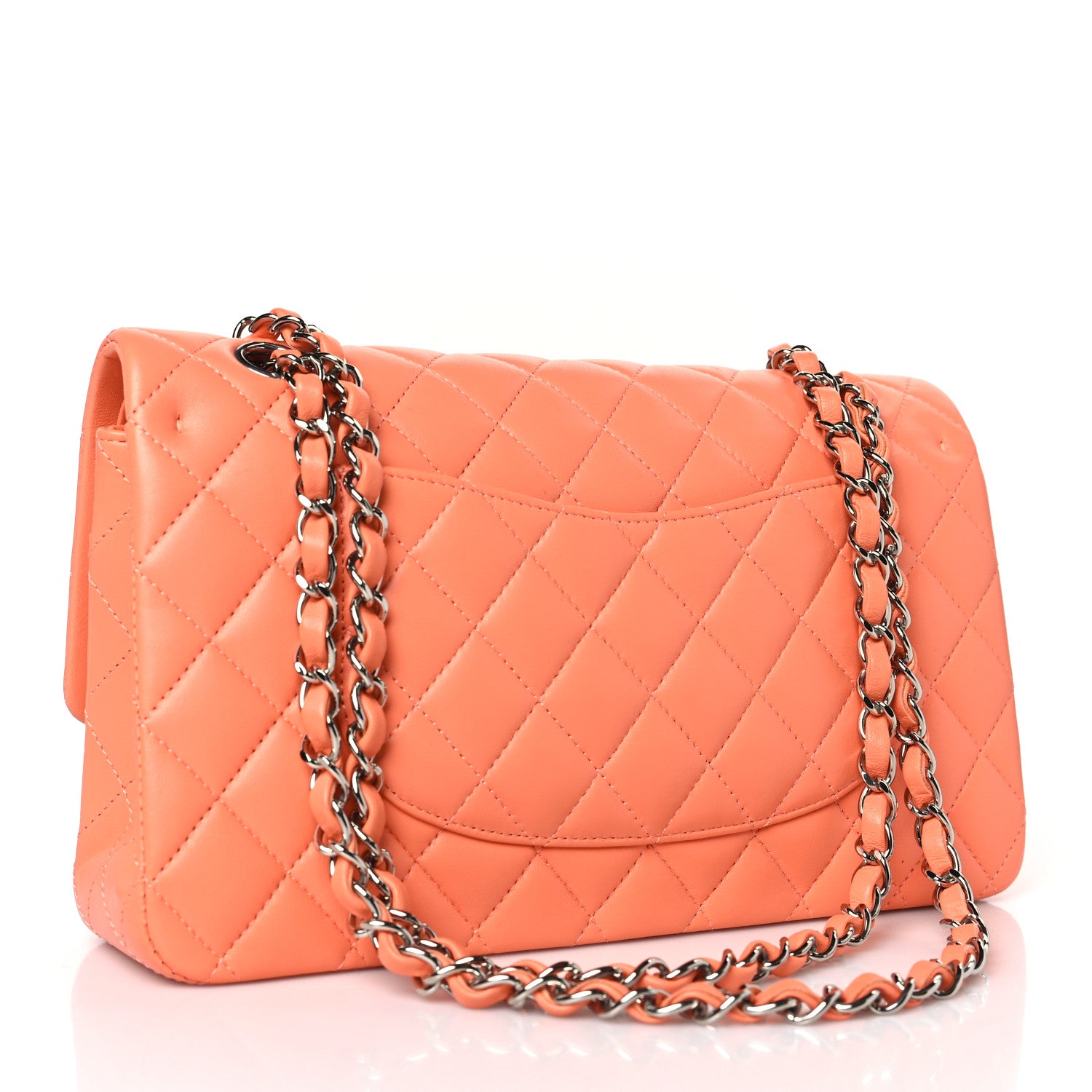 Chanel Lambskin Quilted Medium Double Flap Orange 3 of 9