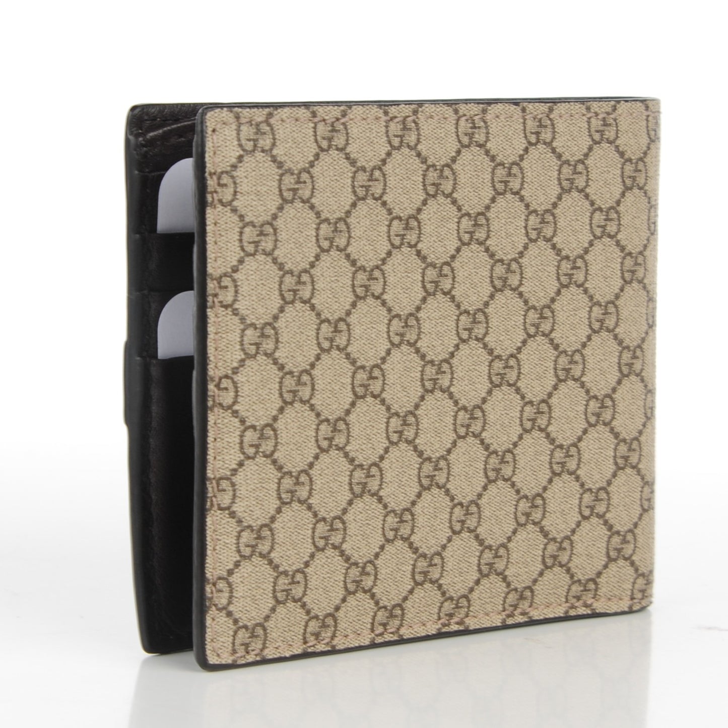 GG Supreme Monogram Bi-Fold Wallet Dark Brown