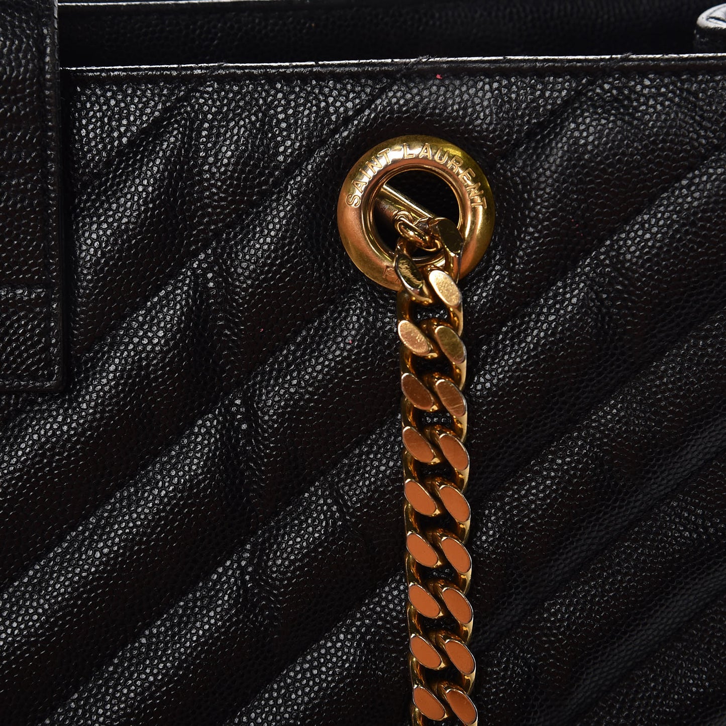 Grain De Poudre Matelasse Chevron Monogram Shopping Bag Black
