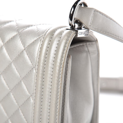 Chanel Metallic Caviar Quilted Medium Boy Flap Silver 11 of 15