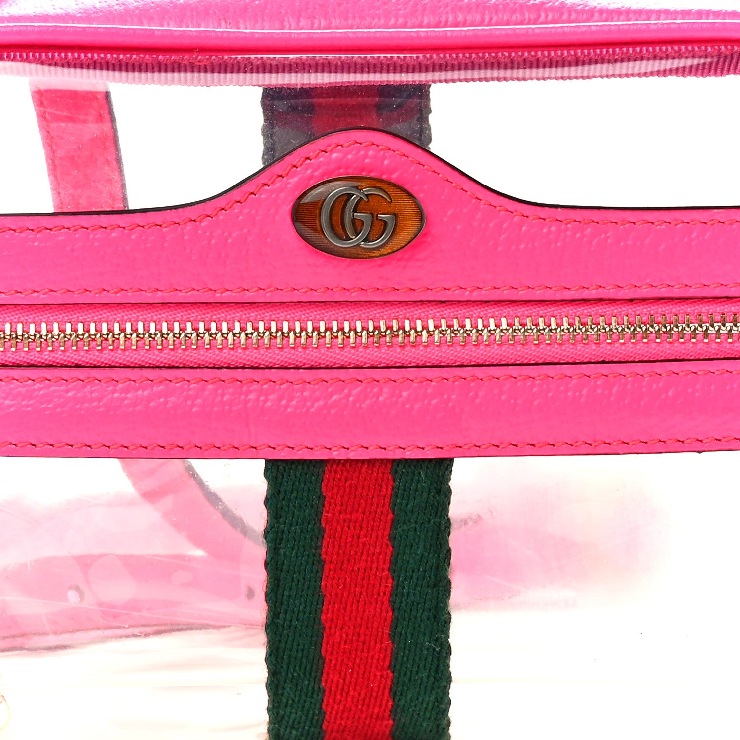 Gucci Vinyl Web Mini Ophidia Transparent Shoulder Bag Fluorescent Fuchsia 6 of 9