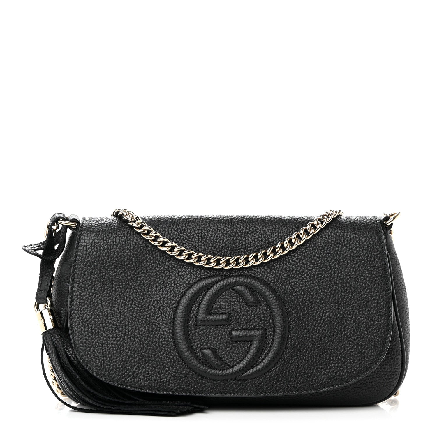 Gucci Pebbled Calfskin Medium Soho Flap Crossbody Black 1 of 14