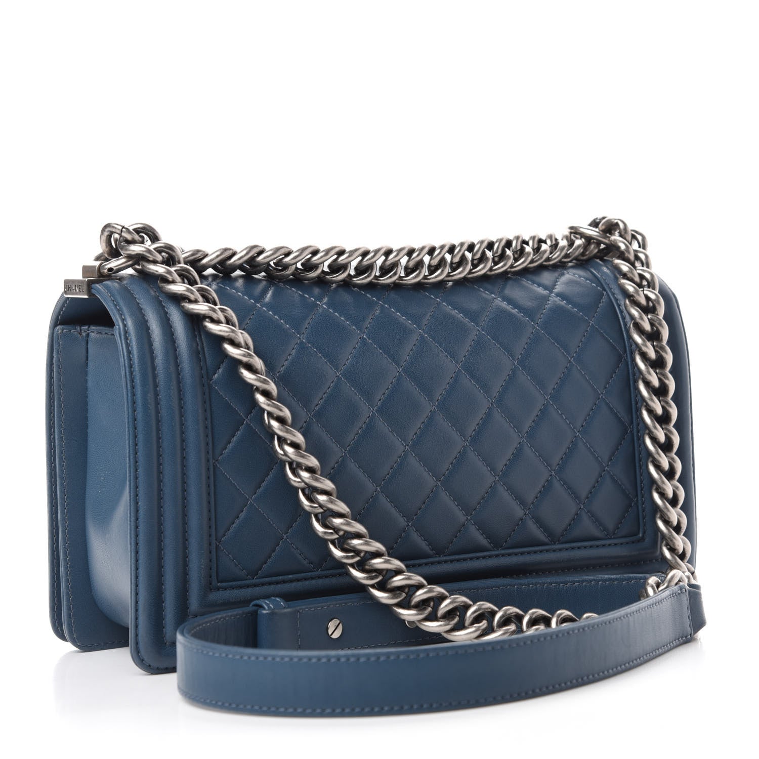 Chanel Lambskin Quilted Medium Boy Flap Blue 3 of 10