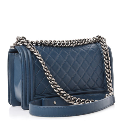Chanel Lambskin Quilted Medium Boy Flap Blue 3 of 10