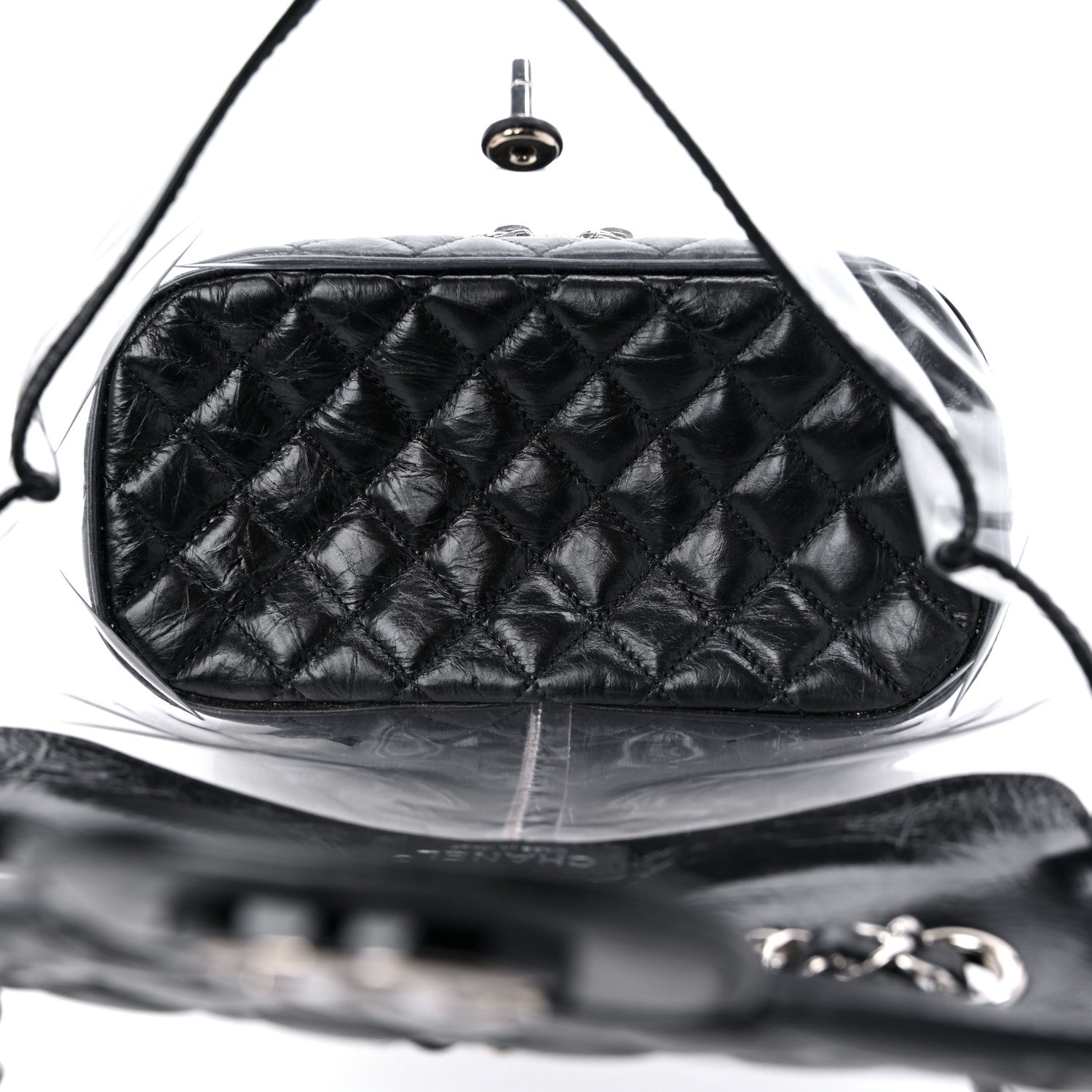 Chanel Crumpled Calfskin PVC Quilted Large Aquarium Backpack Black 5 of 16