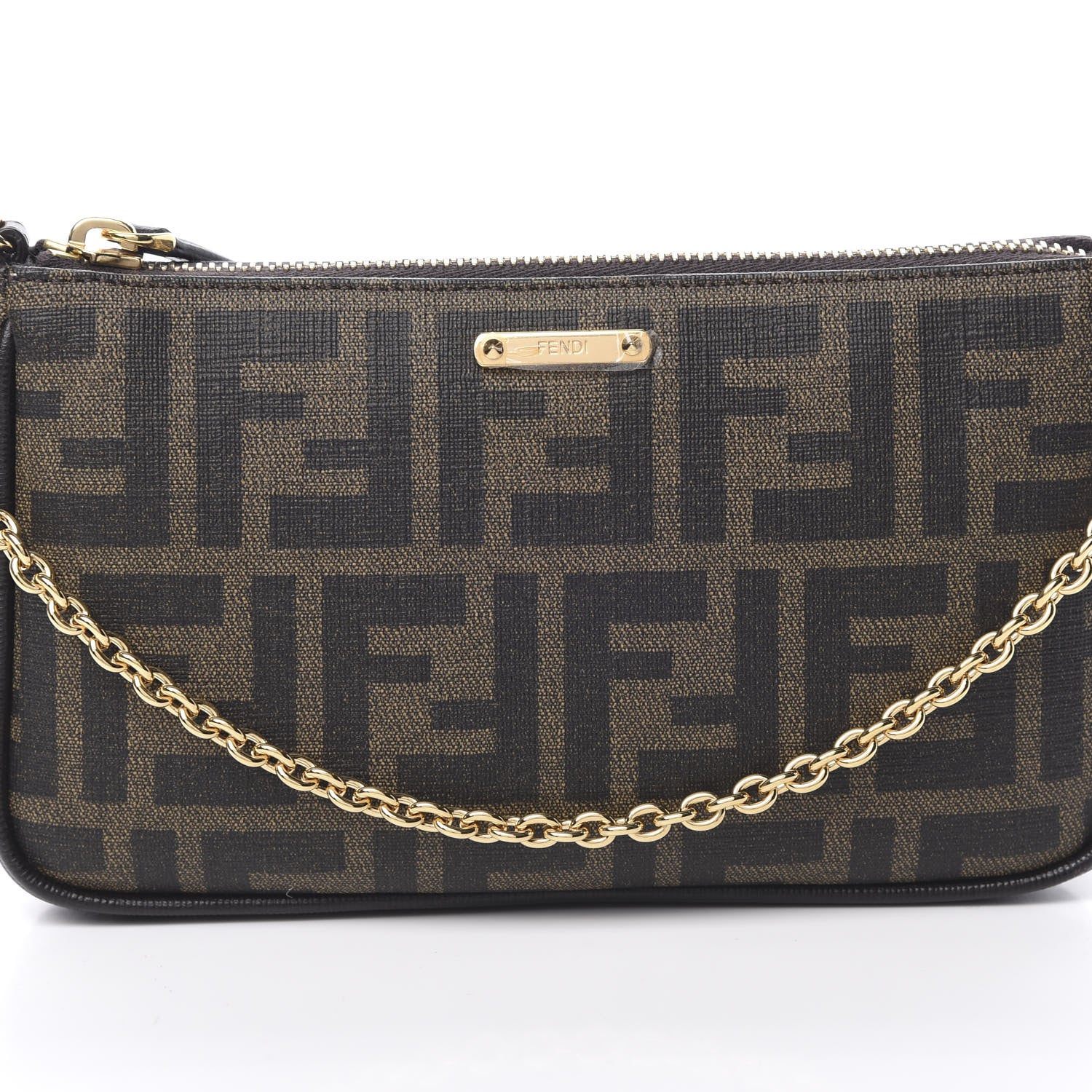 Fendi Zucca Spalmati Vitello Elite Pochette Tobacco Ebano 8 of 12