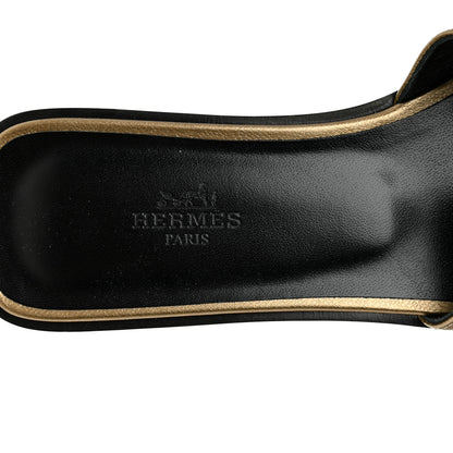 Hermes Metallic Epsom Oran Sandals 38 Vert Bronze 8 of 10