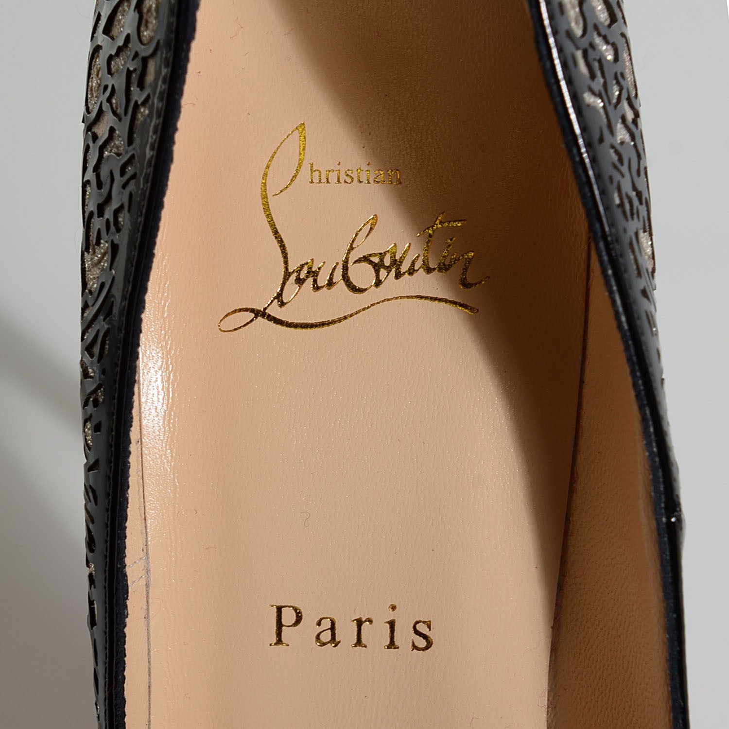 Christian Louboutin Patent Suede Glitter So Pretty 120 Pumps 39.5 Black Silver 5 of 7