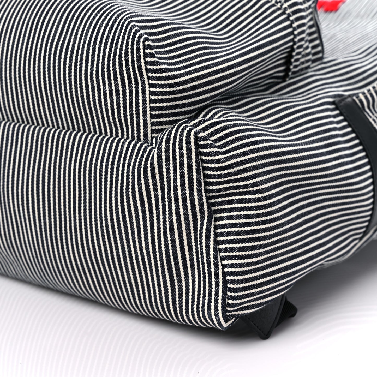 Canvas Striped Medium Backpack Black White