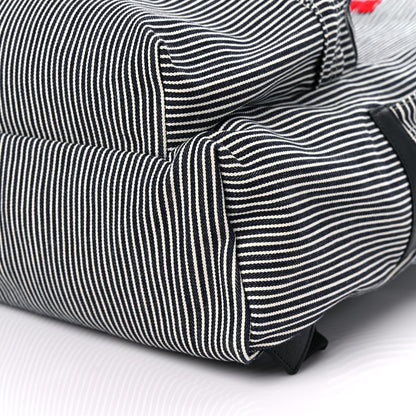 Celine Canvas Striped Medium Backpack Black White 8 of 9