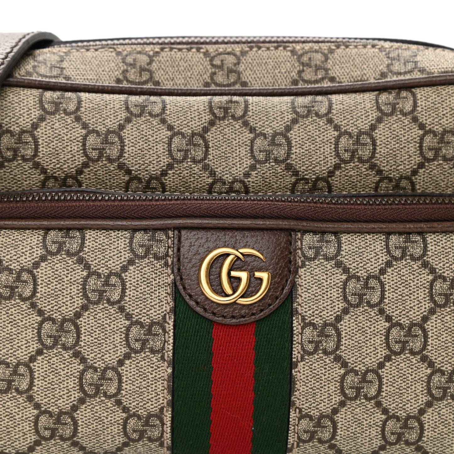GG Supreme Monogram Calfskin Web Small Ophidia Messenger Bag Beige Ebony New Acero