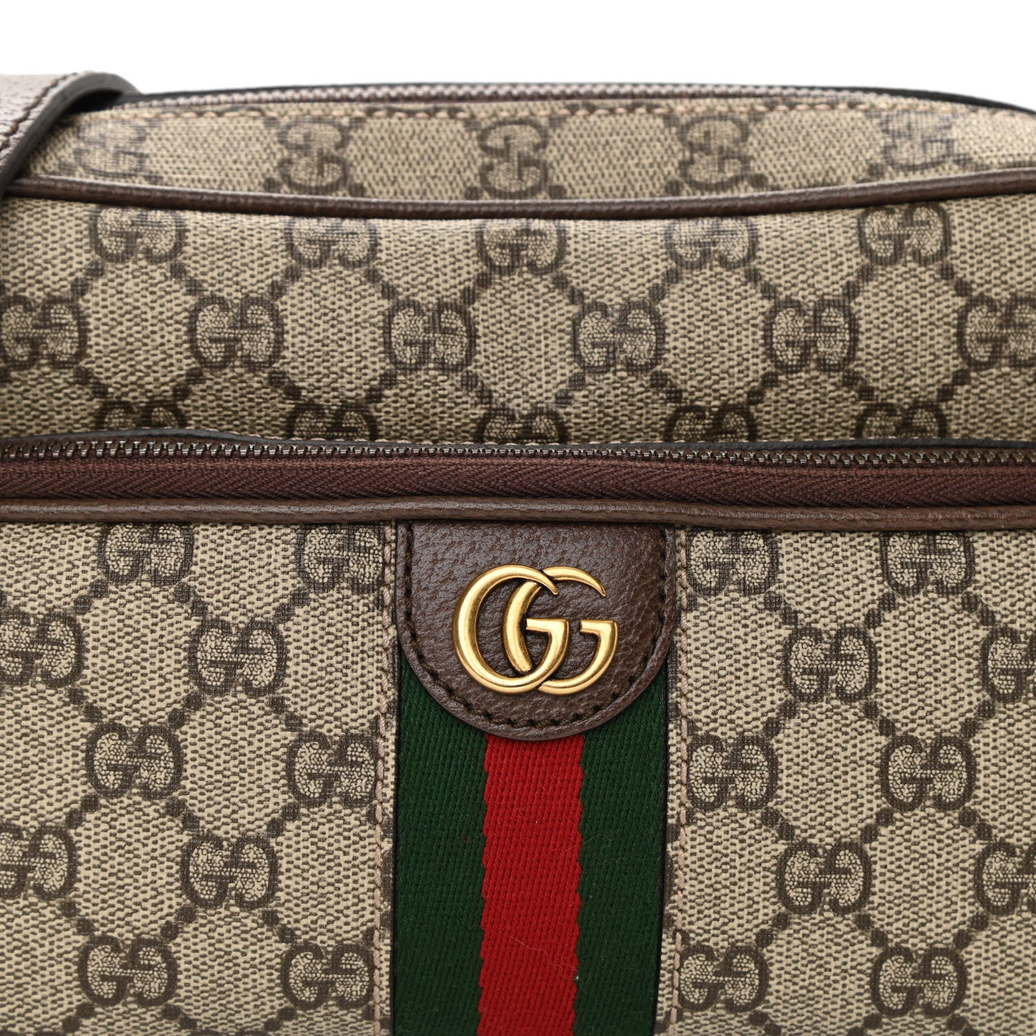 Gucci GG Supreme Monogram Calfskin Web Small Ophidia Messenger Bag Beige Ebony New Acero 8 of 10