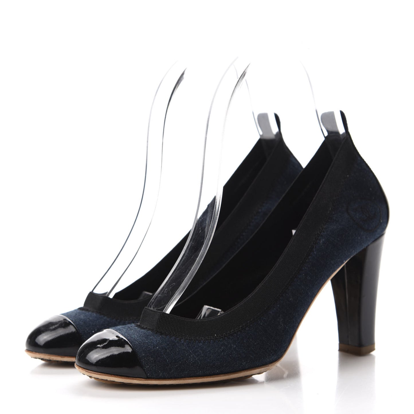 Denim Patent CC Elastic Stretch Pumps 36.5 Blue Black