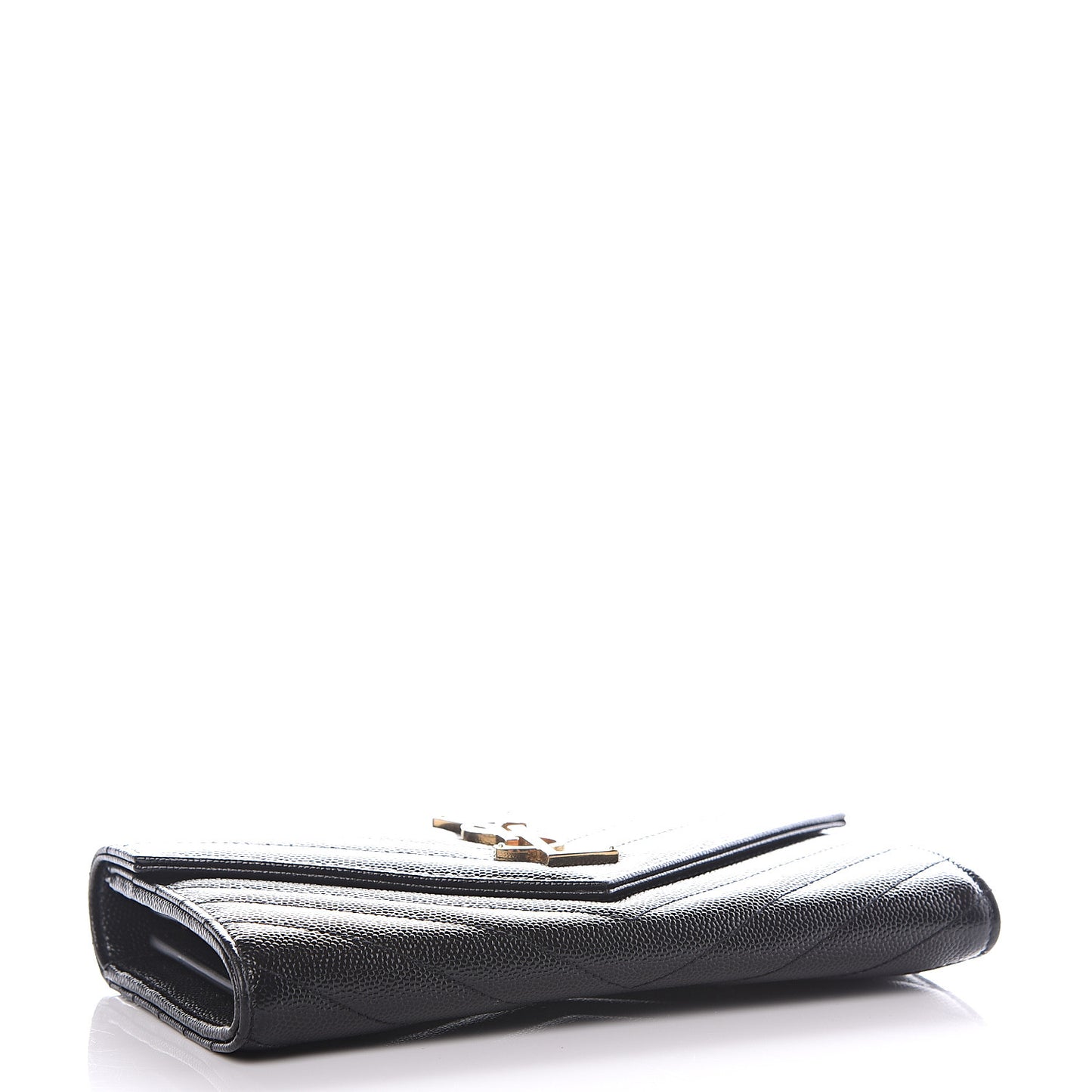 Grain De Poudre Matelasse Chevron Monogram Flap Wallet Black