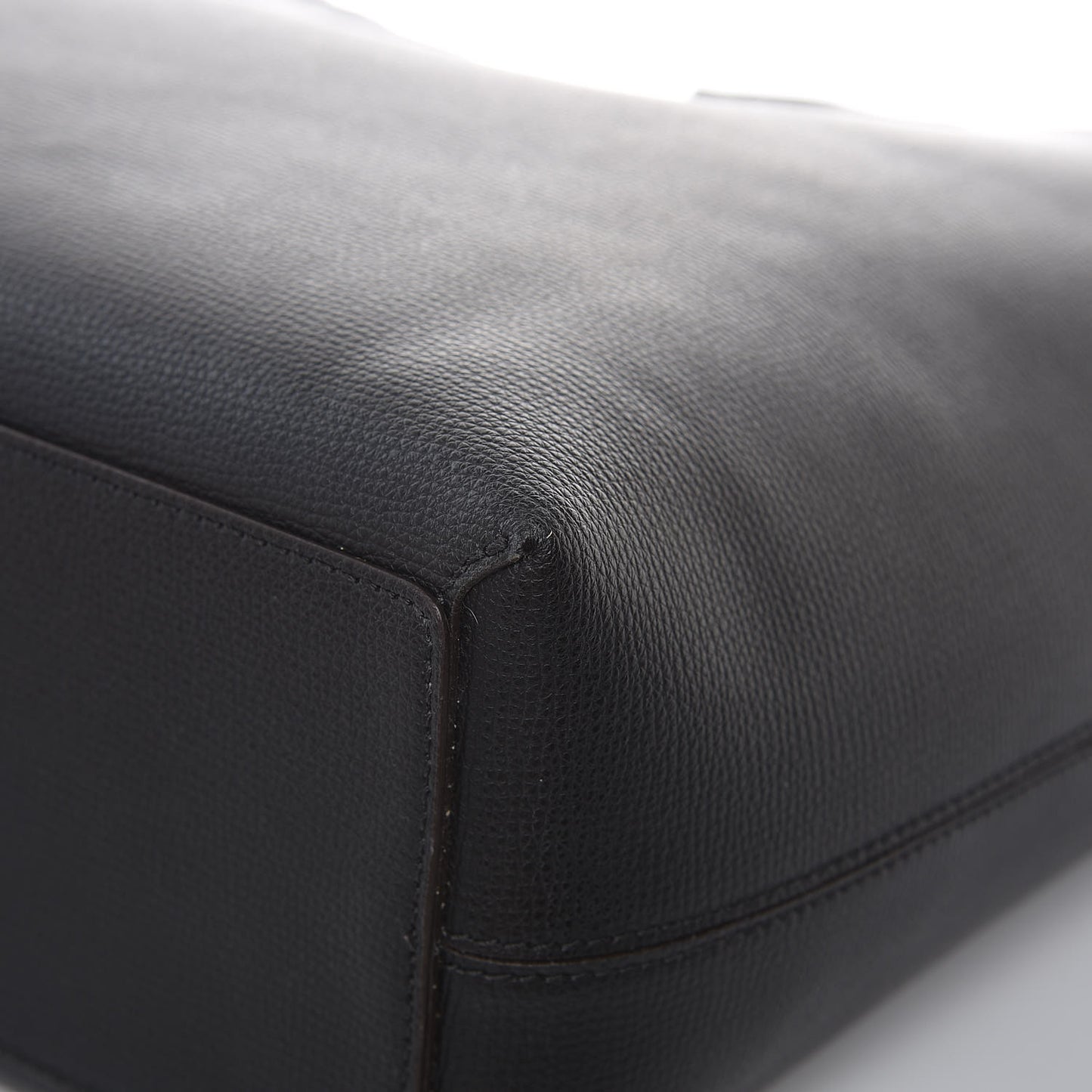 Grainy Calfskin Haymarket Check Medium Reversible Tote Black