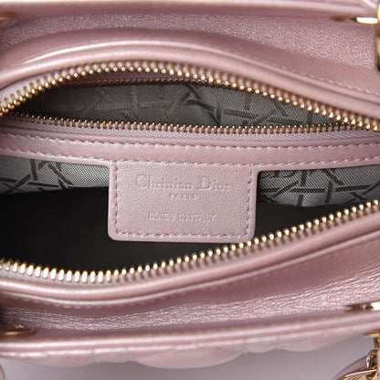 Christian Dior Pearly Lambskin Cannage Medium Lady Dior Lotus 5 of 12