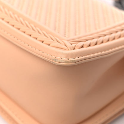 Chanel Calfskin Chevron Quilted Medium Braided Boy Flap Beige 11 of 13