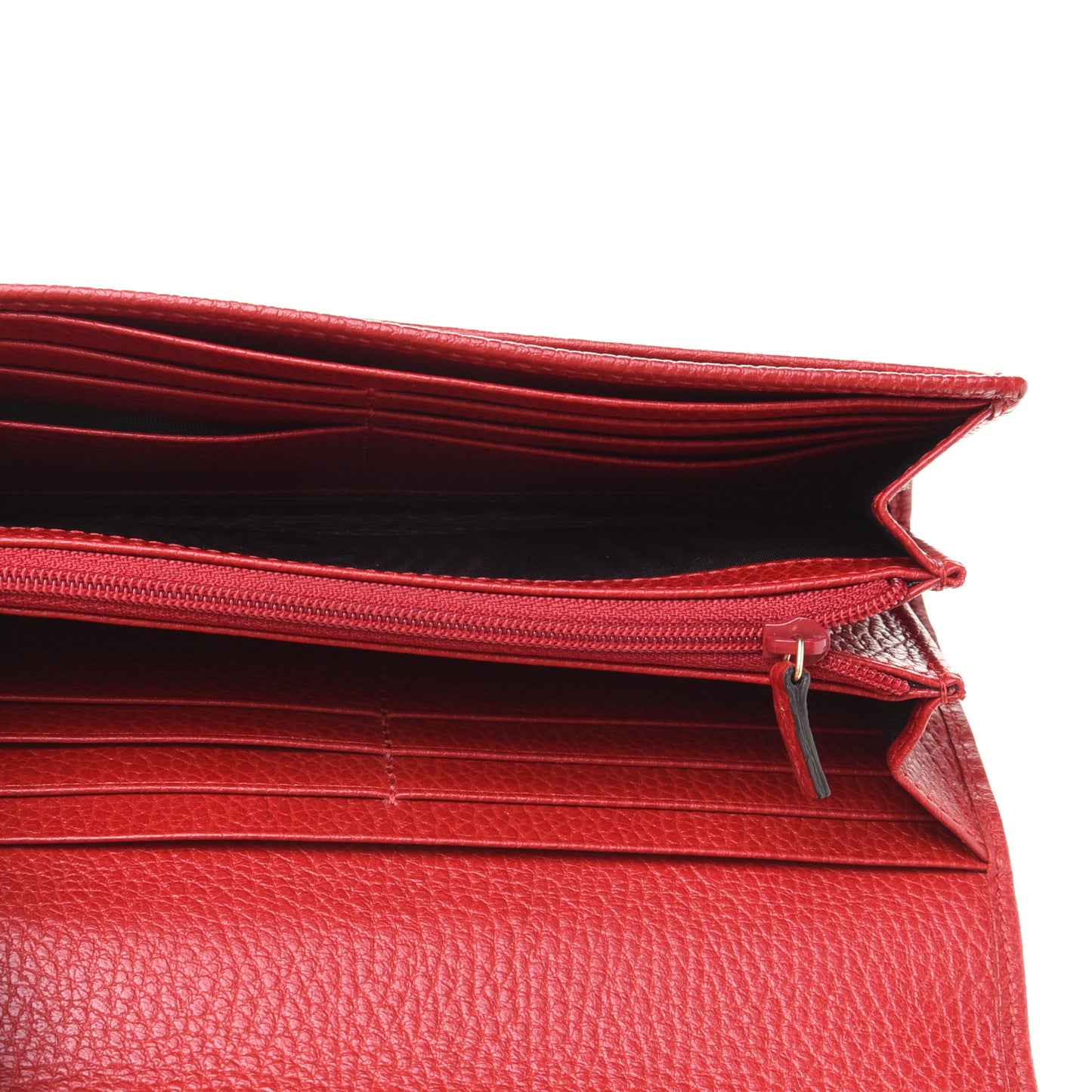 Dollar Calfskin GG Marmont Continental Wallet Hibiscus Red