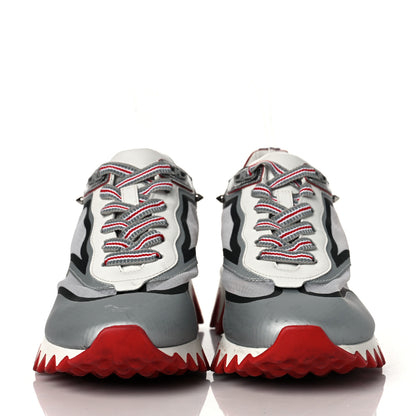 Christian Louboutin Patent Mesh Denim Rete Sharkina Flat Sneakers 38 Blue White 2 of 8