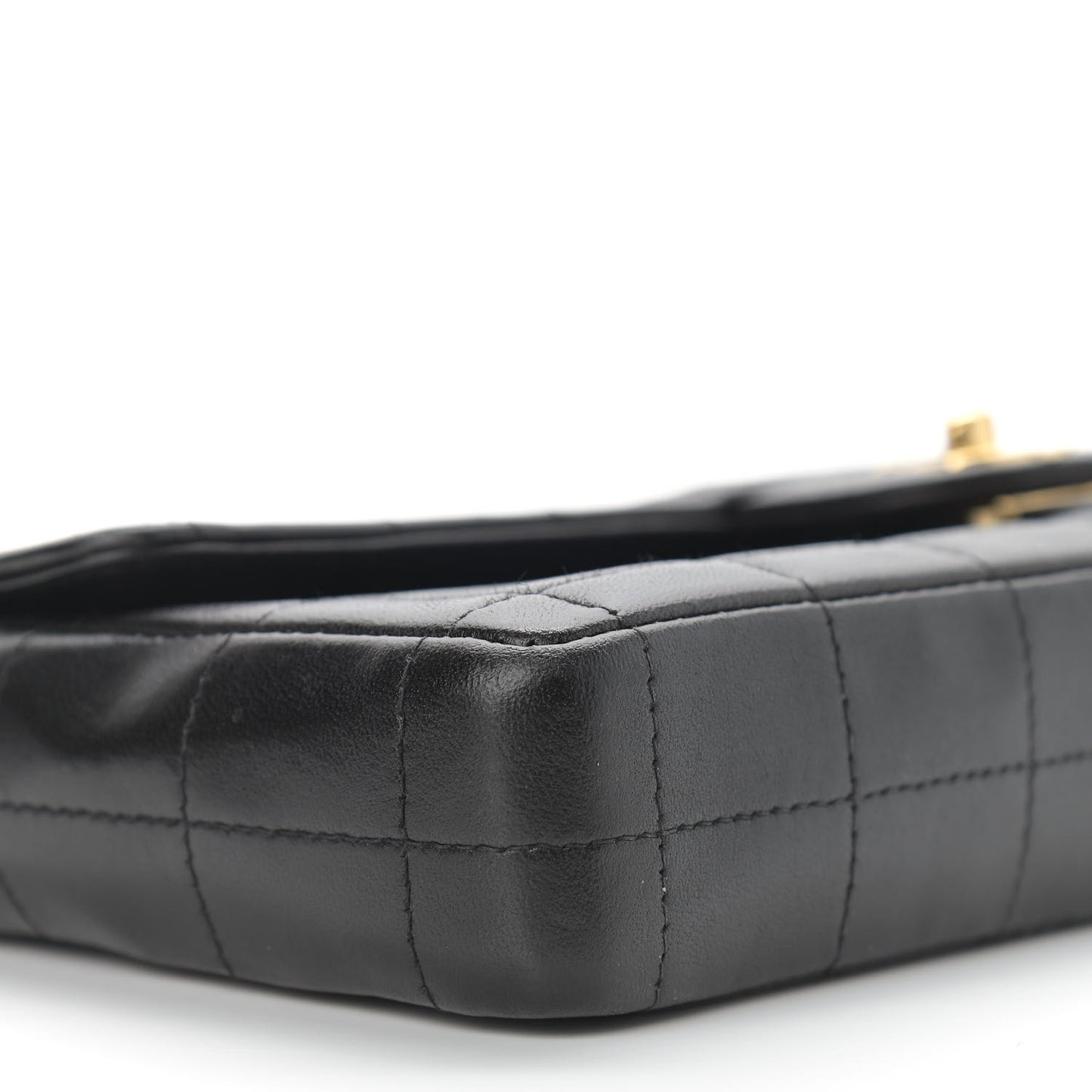 Lambskin East West Chocolate Bar Flap Black