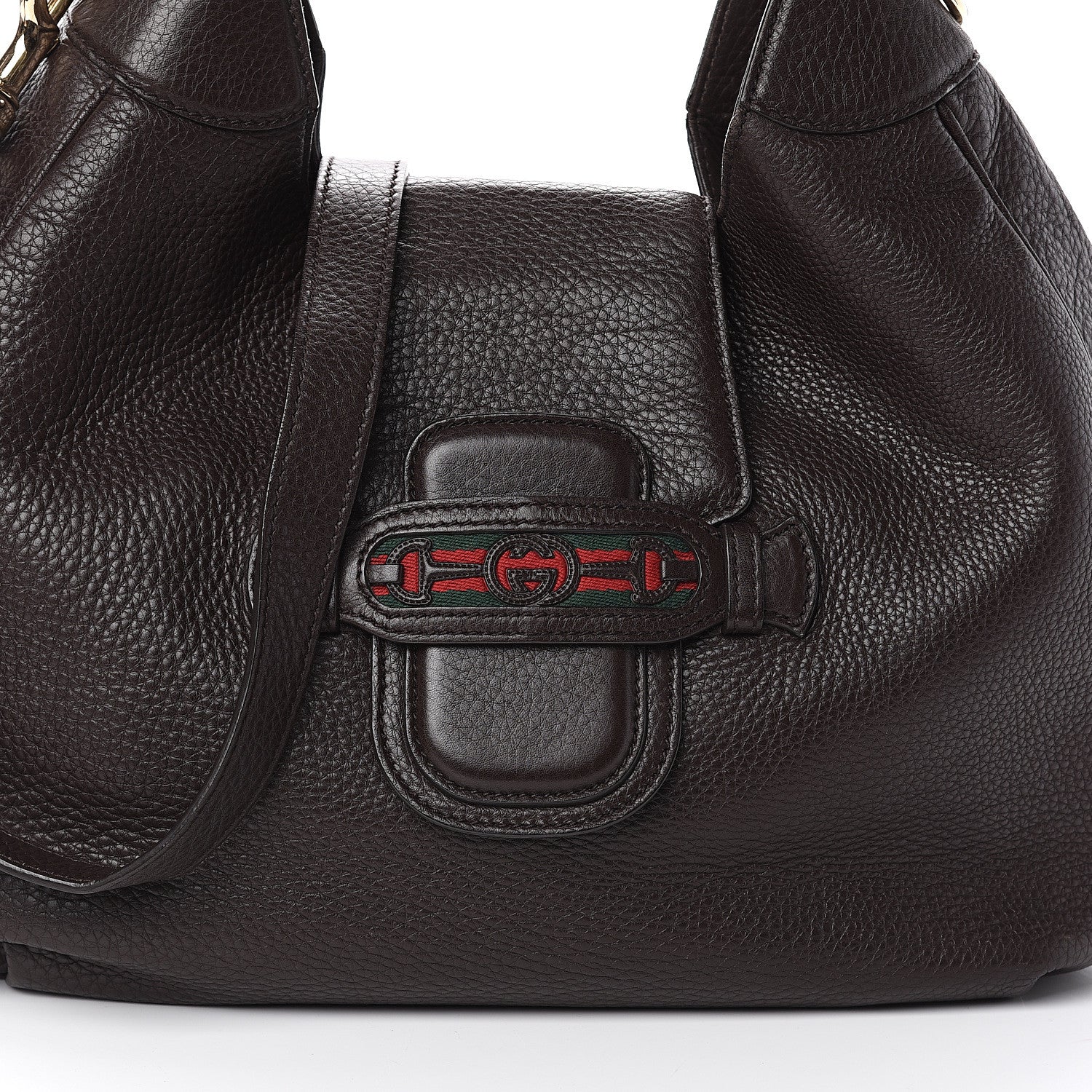 Gucci Calfskin Web Medium Dressage Hobo Coffee Brown 6 of 8