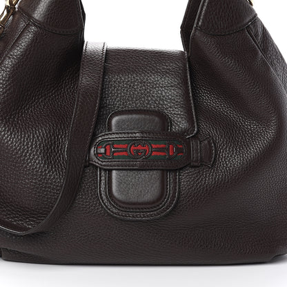 Gucci Calfskin Web Medium Dressage Hobo Coffee Brown 6 of 8