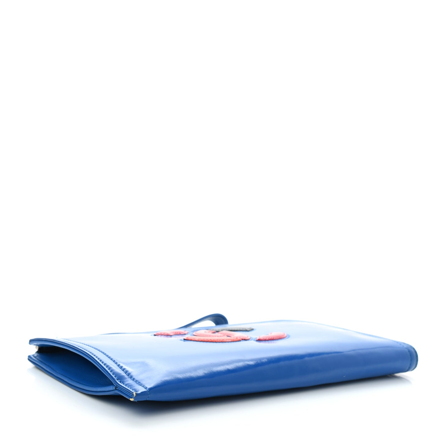 Vinyl Patent Lipstick Wristlet Wallet Blue