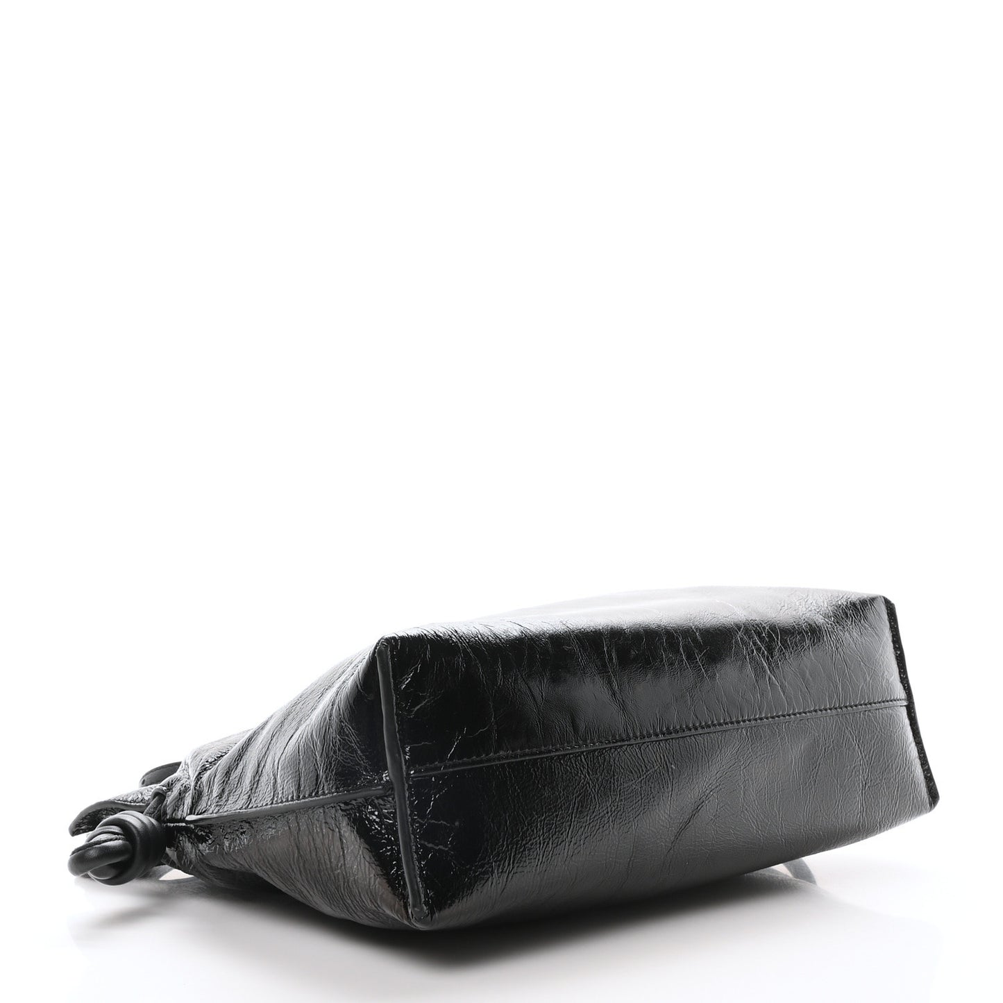 Crackle Patent Calfskin Medium Flamenco Knot Bag Black
