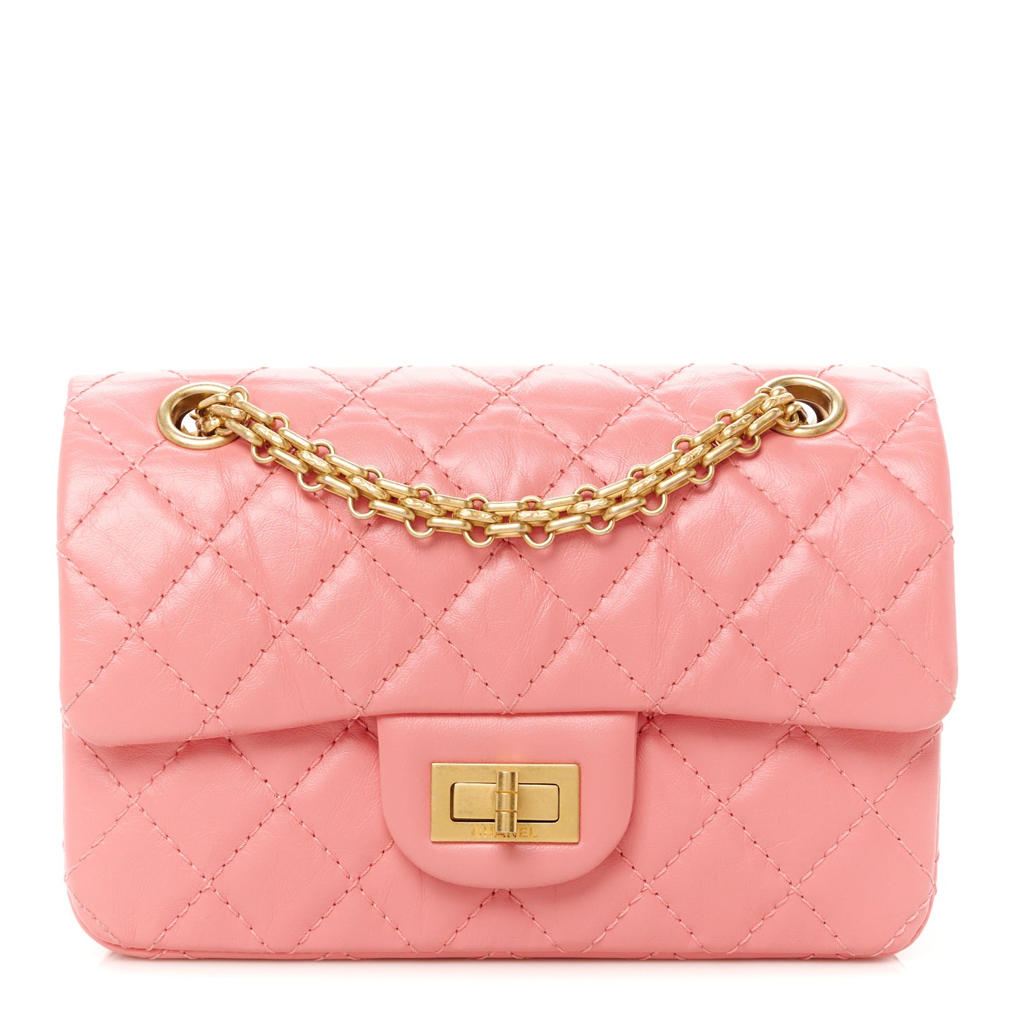 Aged Calfskin Quilted 2.55 Reissue Mini Flap Pink