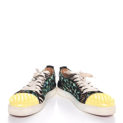 Christian Louboutin Calf Hair Leopard Print Louis Junior Spikes Flat Sneakers 38 5 of 13
