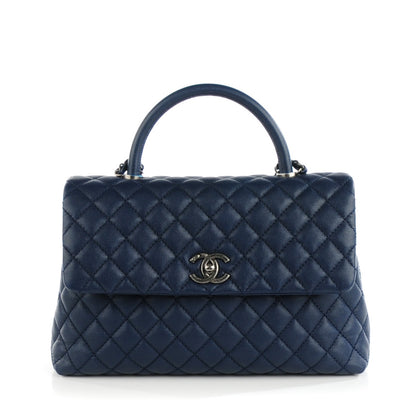 Chanel Caviar Quilted Medium Coco Handle Flap Navy Blue 1 of 8