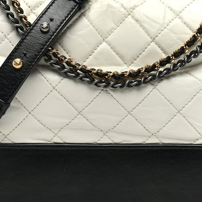 Chanel Aged Calfskin Quilted Medium Gabrielle Hobo White Black 8 of 10