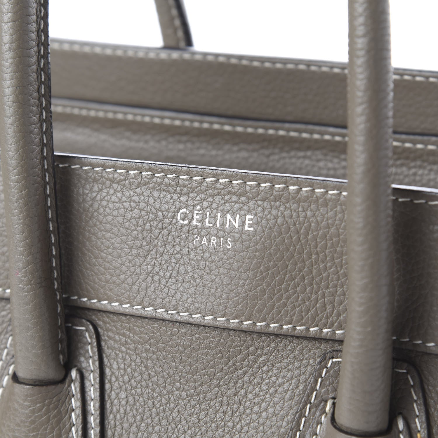 Celine Drummed Calfskin Micro Luggage Souris 9 of 9