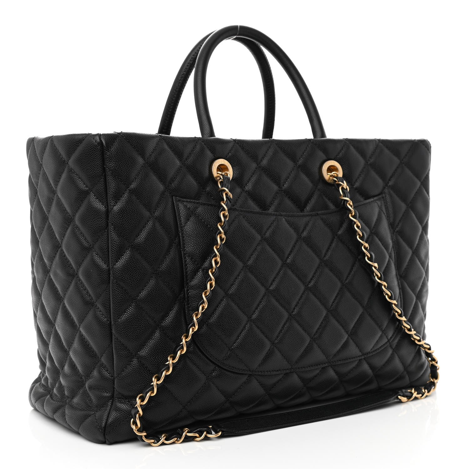 Chanel Caviar Quilted Large Coco Handle Shopping Tote Black 4 of 13