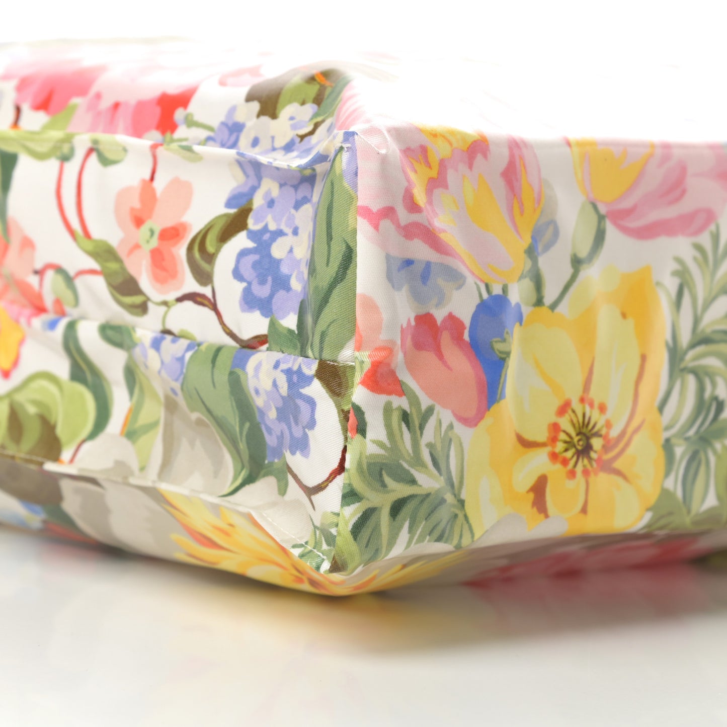 Patent Canvas Frame Logo Floral Print Vertical Tote Multicolor