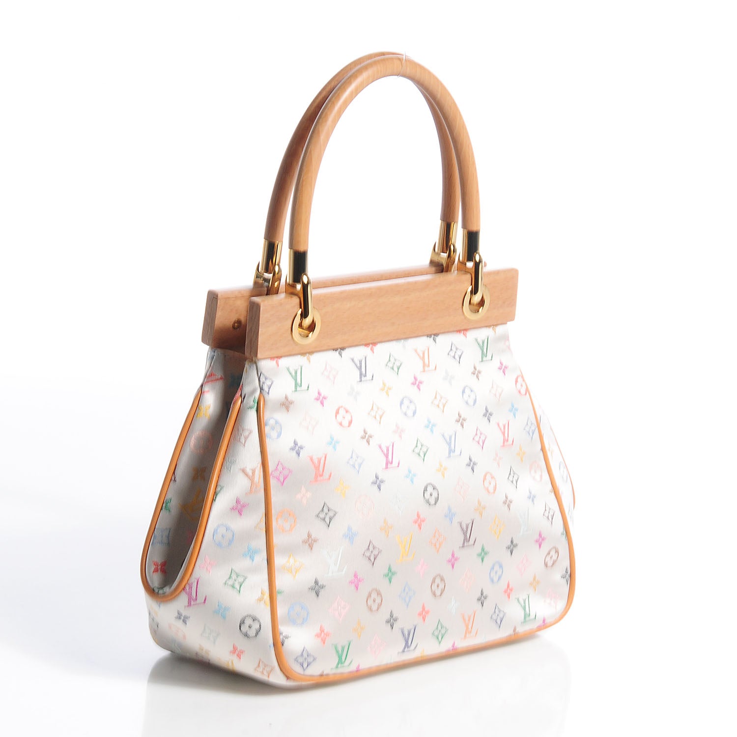 Louis Vuitton Silk Satin Monogram Multicolor Abelia White 3 of 7