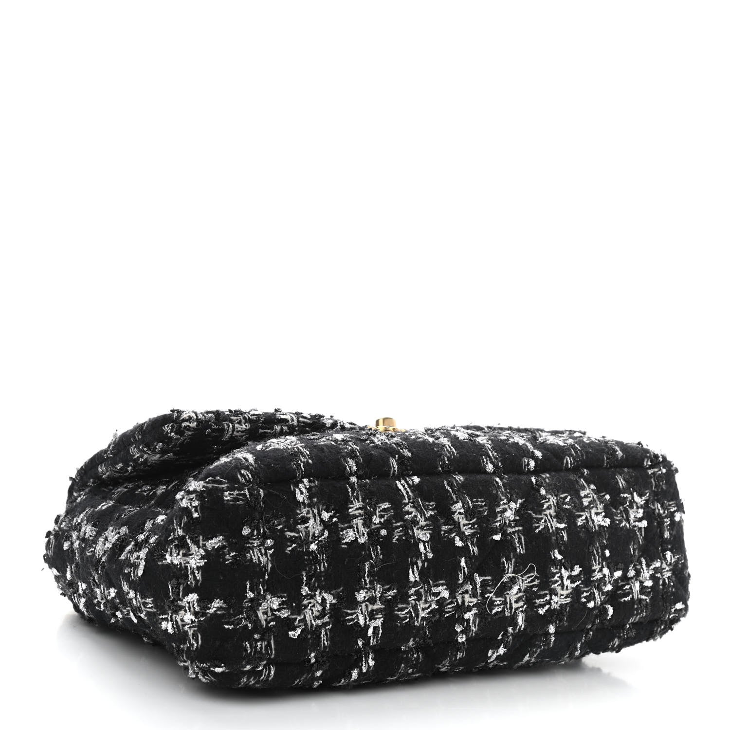 Chanel Tweed Quilted Large Chanel 19 Flap Black Ecru White 4 of 10
