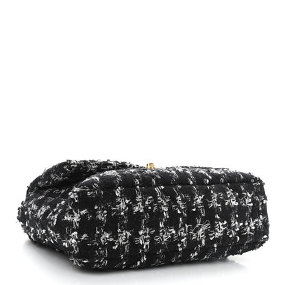 Chanel Tweed Quilted Large Chanel 19 Flap Black Ecru White 4 of 10