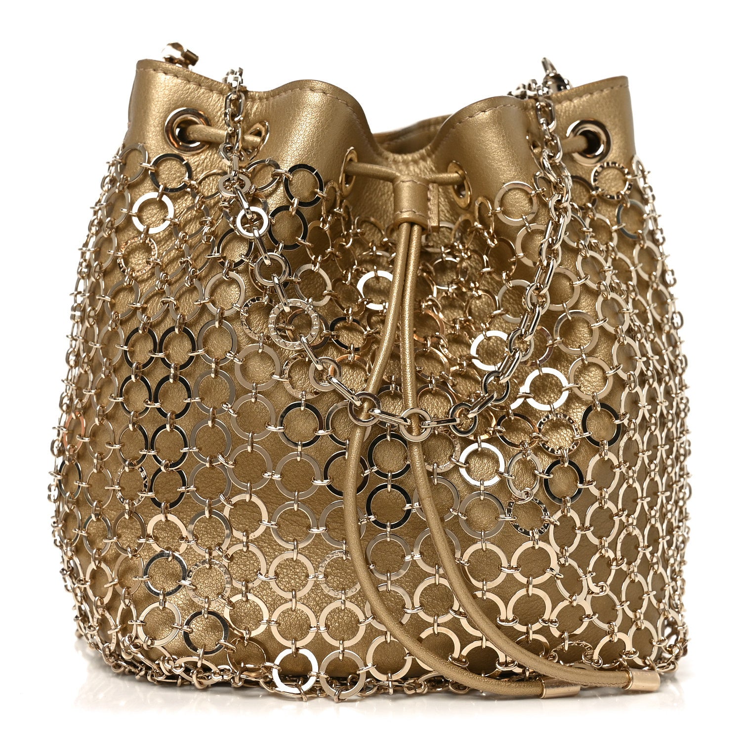 Bulgari Metallic Calfskin Mesh Long Chain Bucket Bag Gold 1 of 8