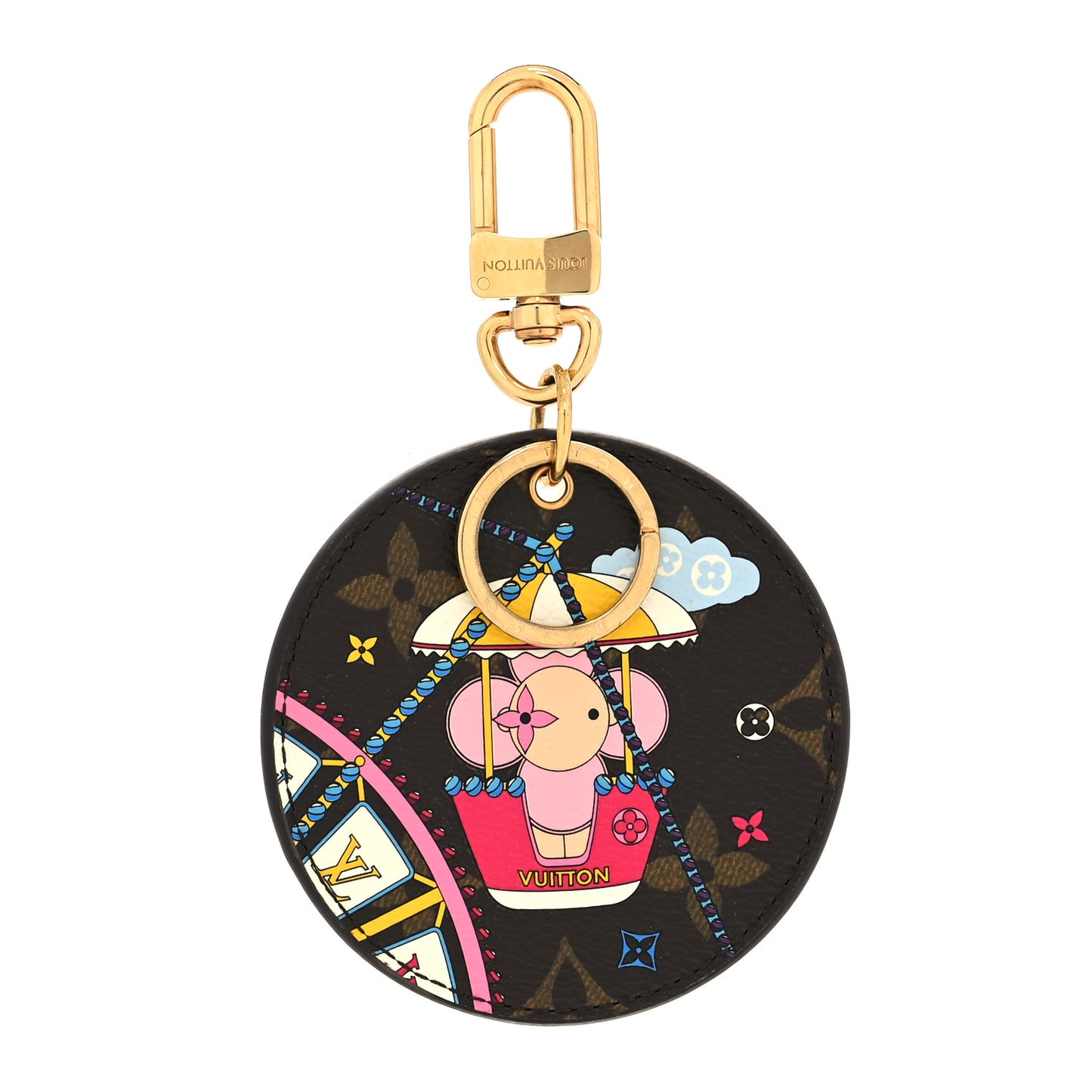 Monogram 2020 Christmas Animation Big Wheel Bag Charm Key Ring Rose Ballerine