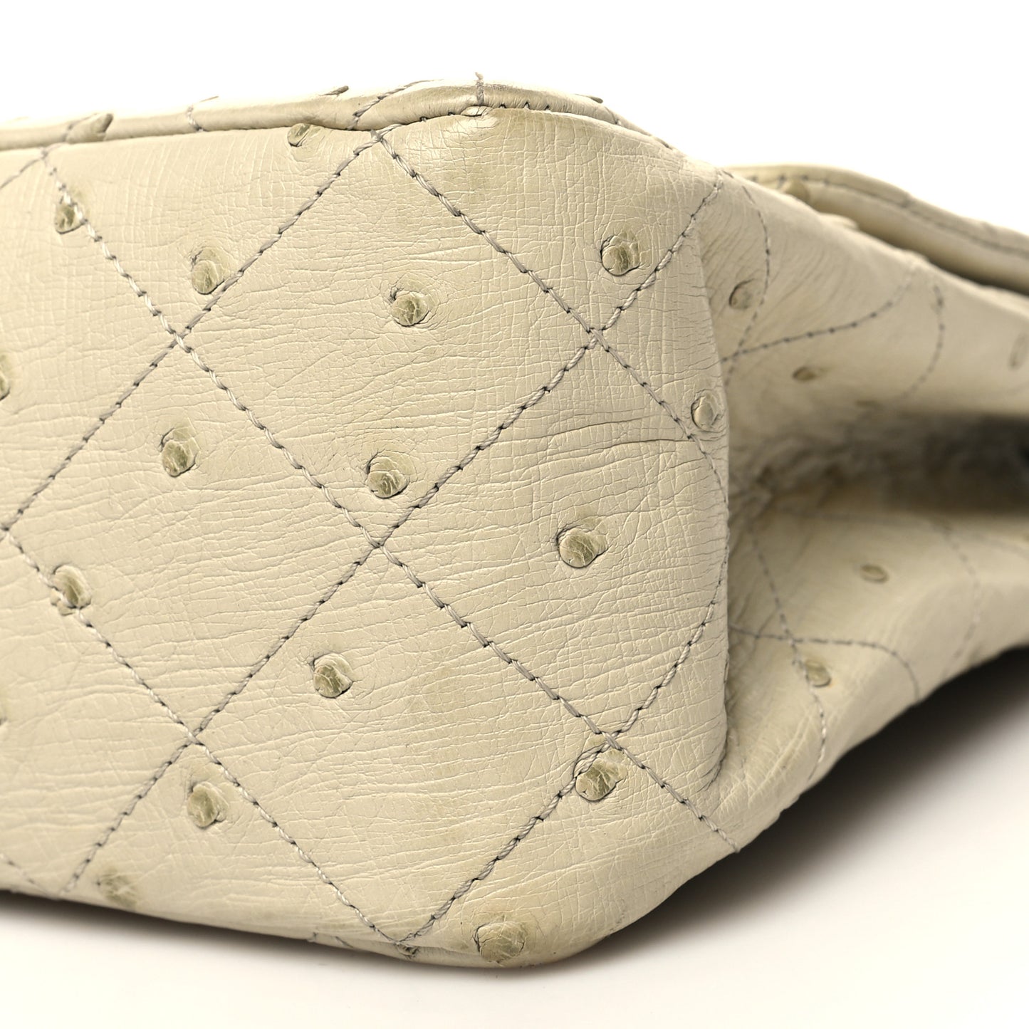 Ostrich Jumbo Single Flap Light Beige